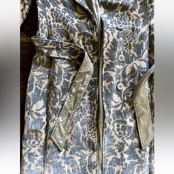 SOLD NWOT Y2K Arden B. Tapestry Pea Coat Women’s L Belted Trench Iced Blue Green - Picture 5 of 10
